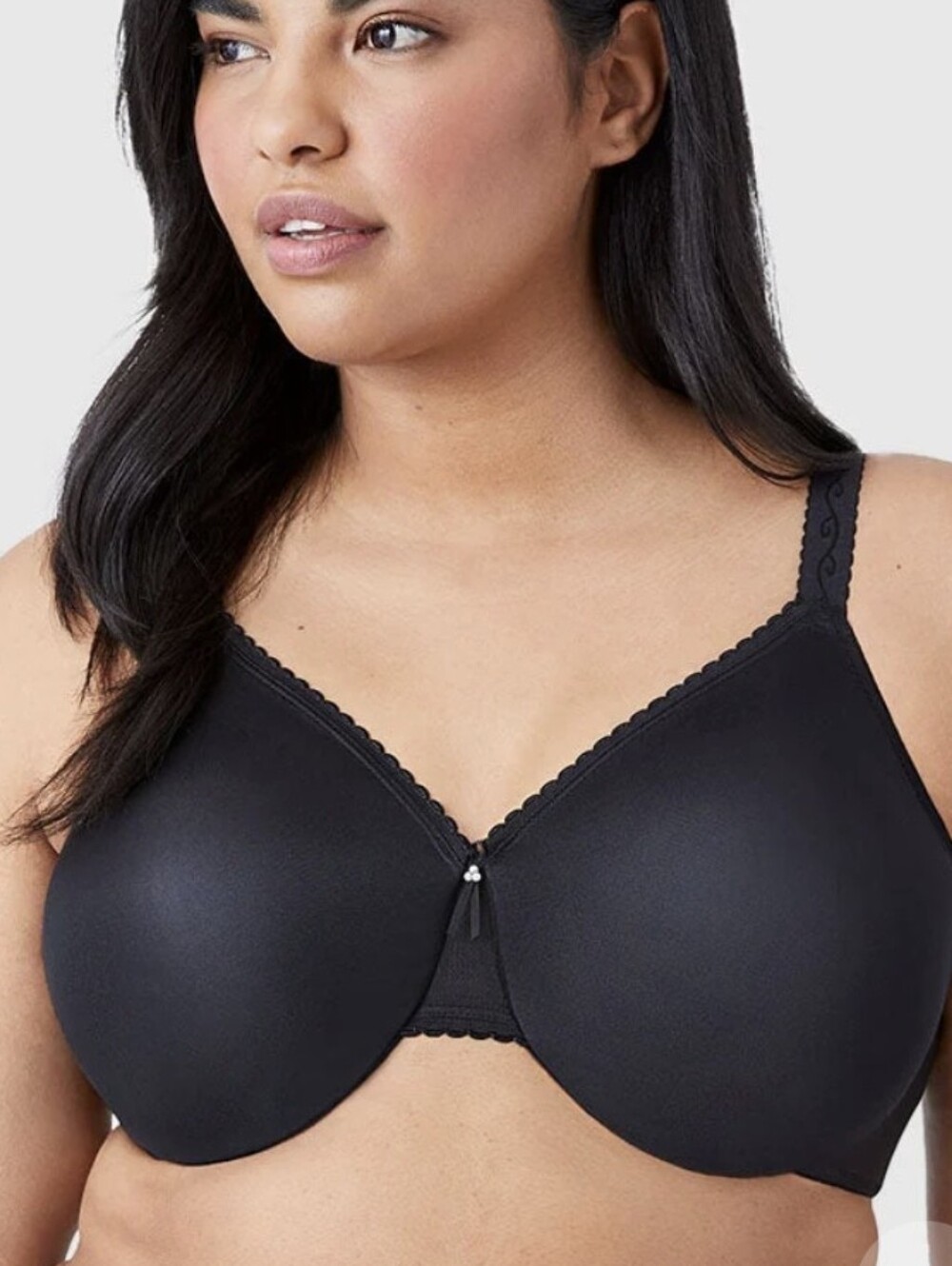 Wacoal Black Smooth Minimizer Bra with Lace Trim